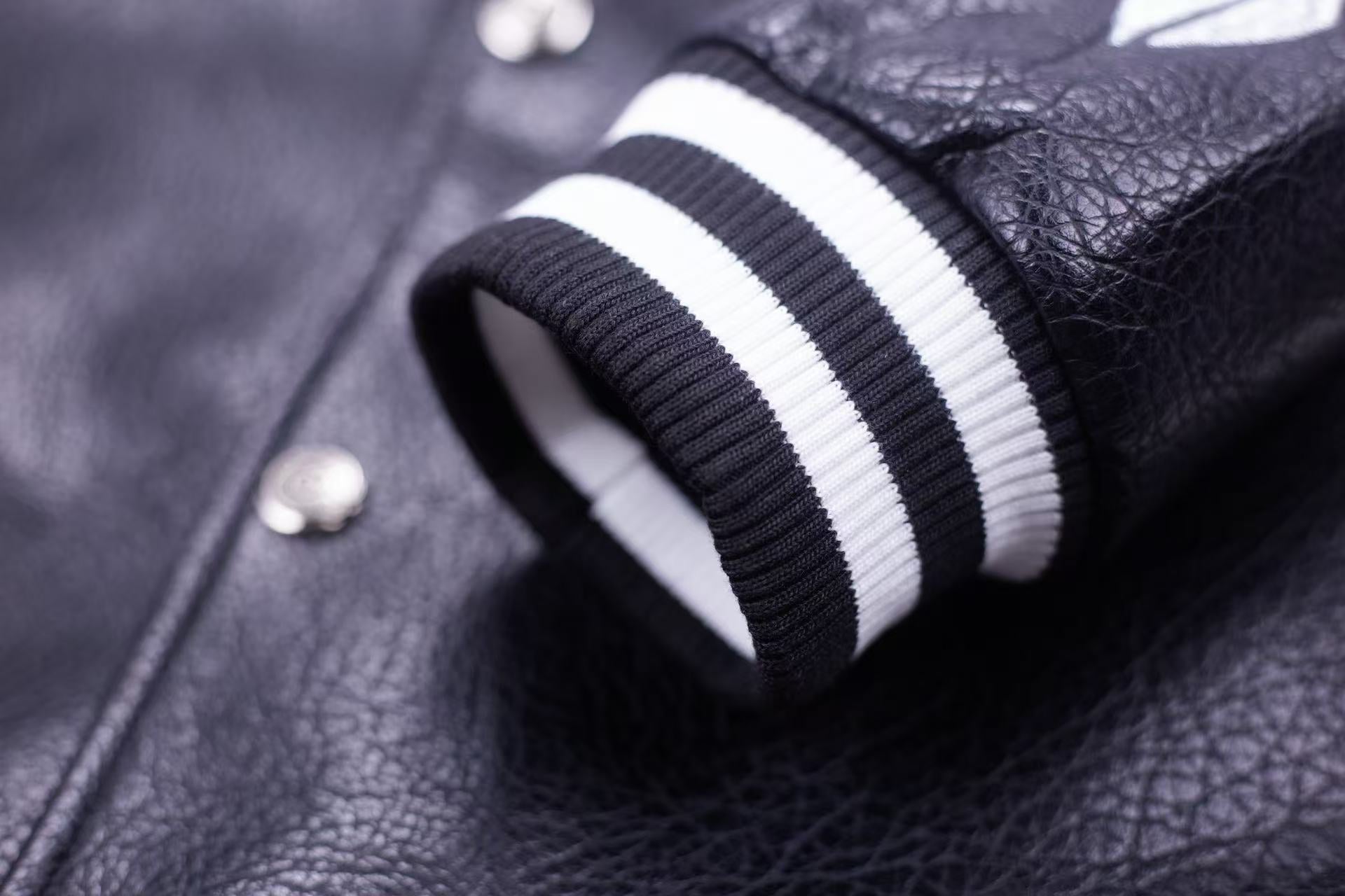 Chrome-Hearts Embroidered Sleeve Varsity Jacket - Black Streetwear Coat 5577