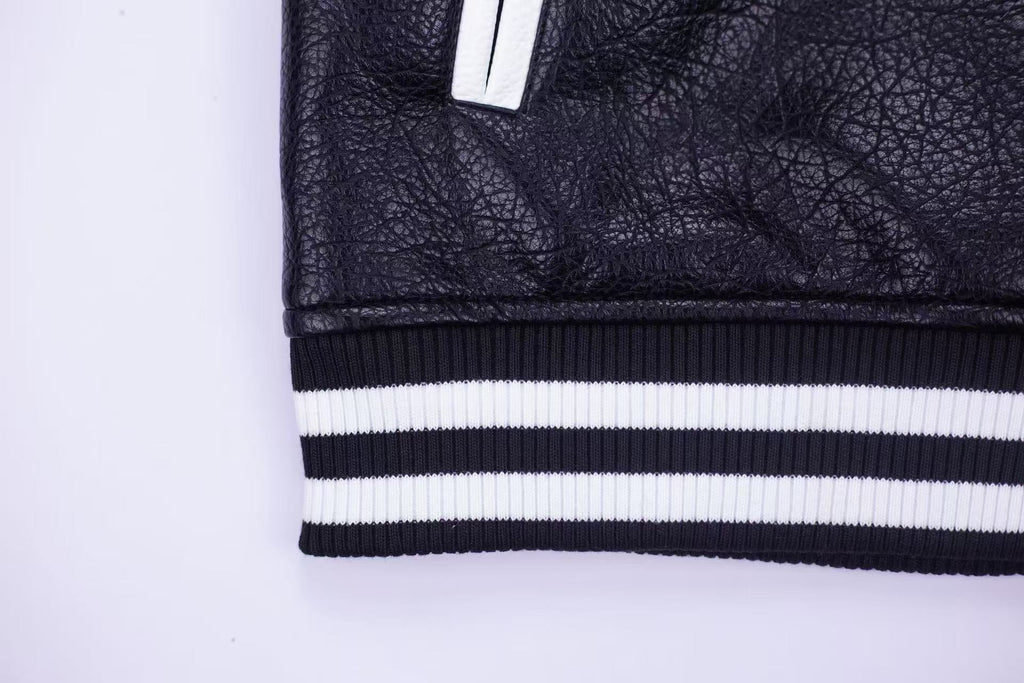 Chrome-Hearts Embroidered Sleeve Varsity Jacket - Black Streetwear Coat 5577