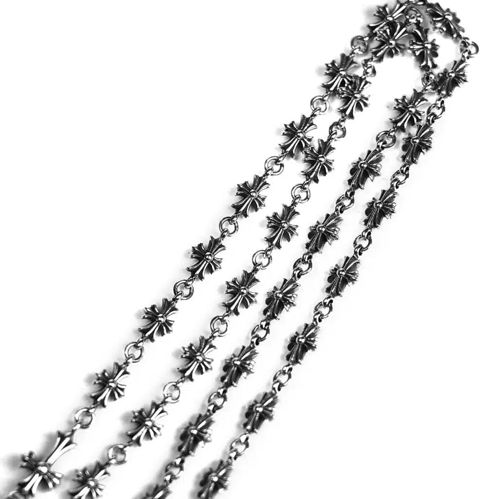 Chrome-Hearts CROSS AND BABYFAT CHARM WITH TINY E CH PLUS CHALK CHAIN